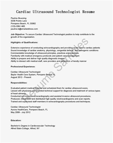 Resume Samples: Cardiac Ultrasound Technologist Resume Sample