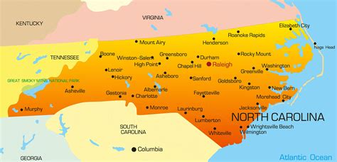 North Carolina Map - Guide of the World
