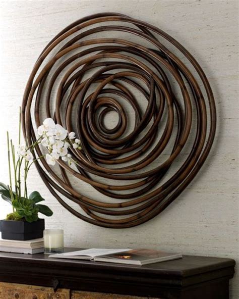 Round circular wood bamboo wall art handmade. HCS16_H610Q #outdoorwood | Metal tree wall art ...