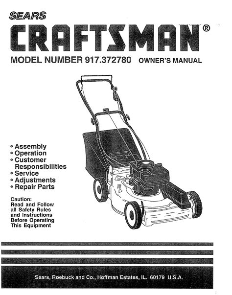 Craftsman 917372780 User Manual LAWN MOWER Manuals And Guides L0806836