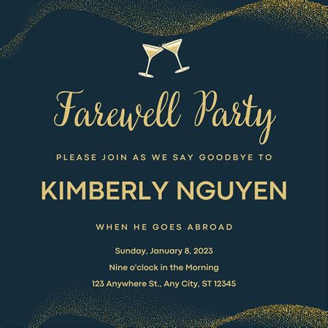 Farewell Farewell Party Invitation, Goodbye Party Invitation, Leaving Party Invitation, Gold ...