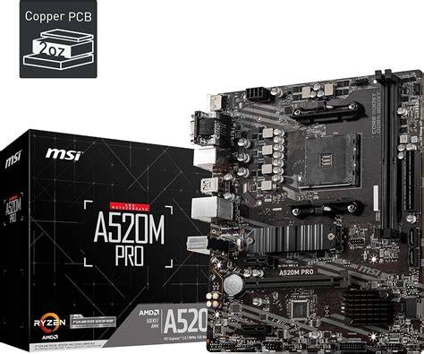 Amazon.com: MSI A520M PRO Gaming Motherboard (AMD AM4, DDR4, PCIe 4.0 ...