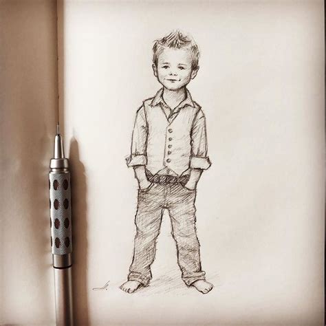 Little boy drawing. Quick sketch. #kiddrawing #kidsillustration # ...