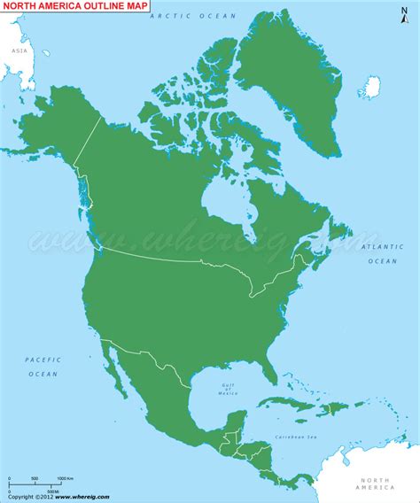 North America Outline Map, North America Blank Map - Free Download Here