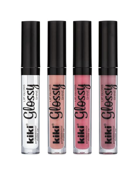 KIKI Glossy Shine Lip Gloss Set of 4 With a Clear Lip Gloss Made in U.S.A. - Walmart.com
