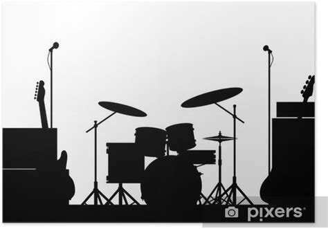 Poster Rock Band Equipment Silhouette - PIXERS.UK