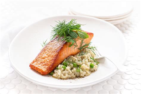 Atlantic Salmon with Green Pea, Lemon & Mint Risotto — Barossa Fine Foods