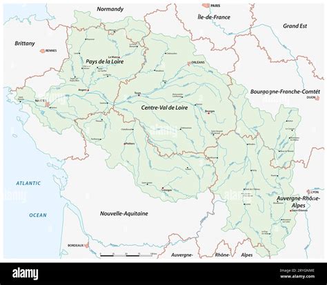 Map of the Loire river system, France Stock Photo - Alamy