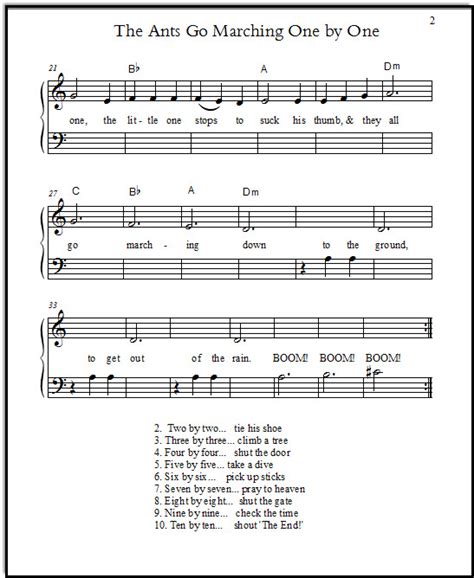 Ants Go Marching Lyrics & Sheet Music: Two Easy Arrangements for Piano