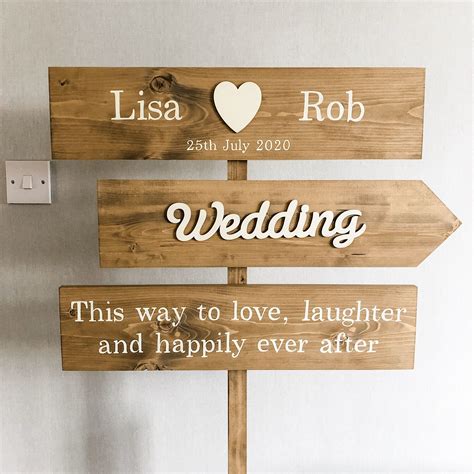 Personalised Wedding Sign Post | Personalized wedding sign, Wedding signs, Wooden wedding signs