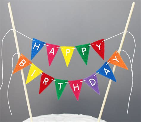 Happy Birthday Cake Banner Rainbow Cake Bunting Topper