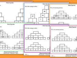 Maths Number Pyramid Worksheets | Teaching Resources