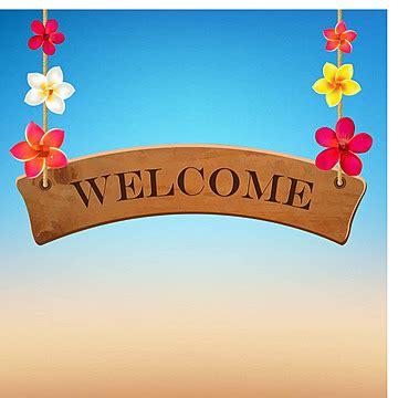 Wooden Sign With Tropical Flowers Vintage Board Welcome Vector, Vintage ...