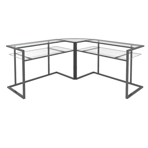 Buy Ryan Rove Belmac Glass Large Modern L-Shaped Desk Corner Computer Office Desk for Small PC ...