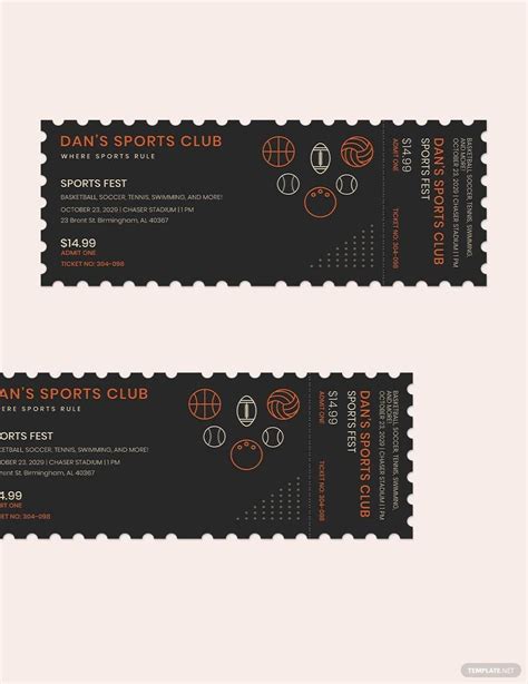 Blank Sports Ticket Template in Illustrator, Word, Pages, Publisher ...