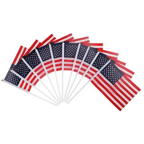 100pcs American Flags Mini US Handheld Stick Flags on Metal Stick with Round Top 14cm x 21cm-in ...