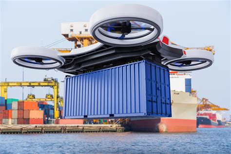 Autonomous cargo drone delivering container, Future transportation and ...