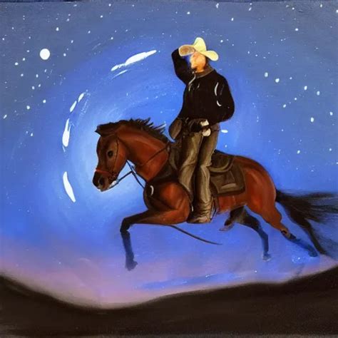 a high contrast oil painting of a cowboy riding a | Stable Diffusion ...