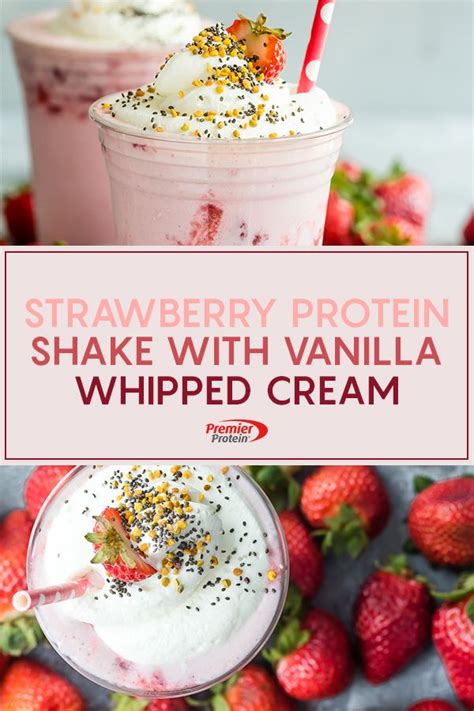 Strawberry Protein Shake With Vanilla Whipped Cream Recipe | Recipe | Strawberry protein ...