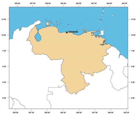 Large outline map of Venezuela | Venezuela | South America | Mapsland ...