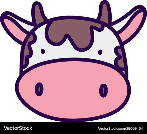 Cute cow face livestock farm animal cartoon Vector Image