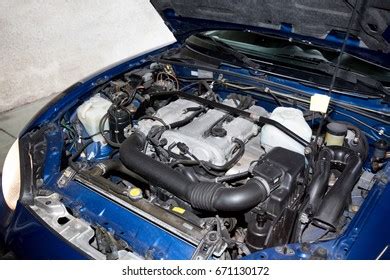 Blue Car Engine Hood Open Garage Stock Photo 671130172 | Shutterstock