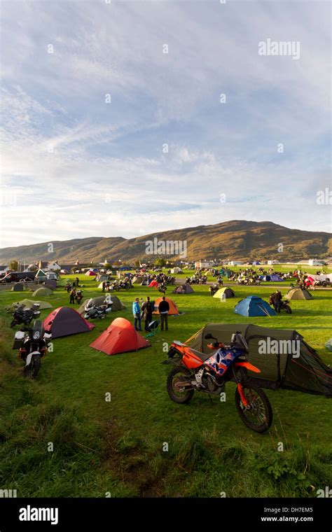 Bikers Camping at Ullapool Stock Photo - Alamy