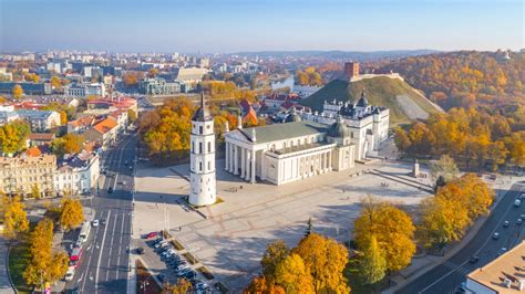 The Cathedral Square, main square of the Vilnius Old Town, a key ...