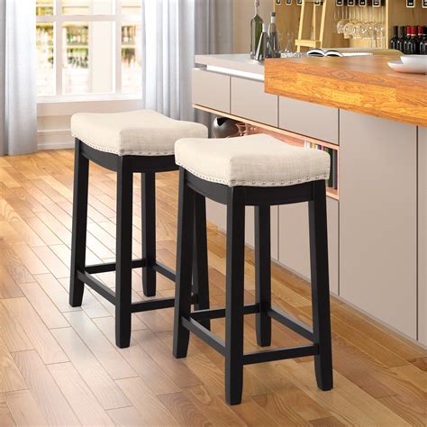 Outdoor Bar Stool Set of 2, 24" Counter Height Bar Stools with ...