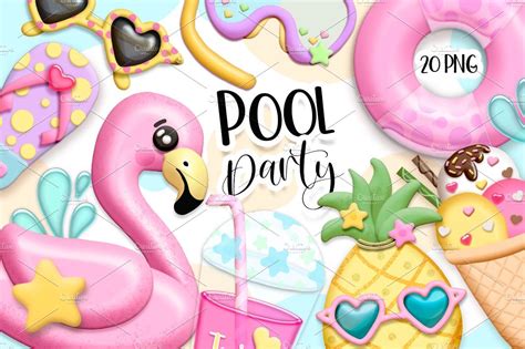 Pool party clipart – MasterBundles