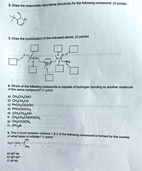 SOLVED: Draw the reasonable resonance structures for the following compound: (2 points) 3. Draw ...