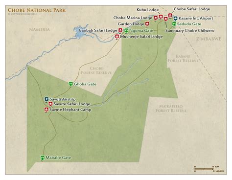 Chobe NP Map – Detailed map of Chobe National Park