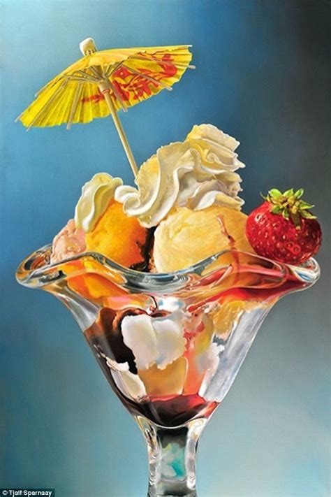 Dutch artist Tjalf Sparnaay creates hyper-realistic paintings of food that look good enough to ...