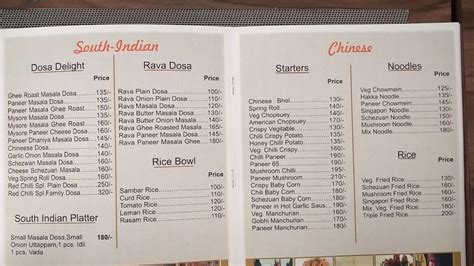 Menu at Red Chilli Restaurant, Varanasi