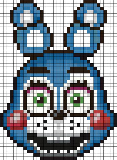 Toy Bonnie Kandi Pattern | Pixel art grid, Perler bead art, Minecraft pixel art