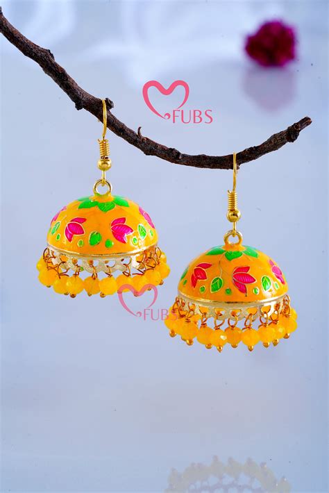 Handcrafted Yellow Beaded Jhumka – FUBS