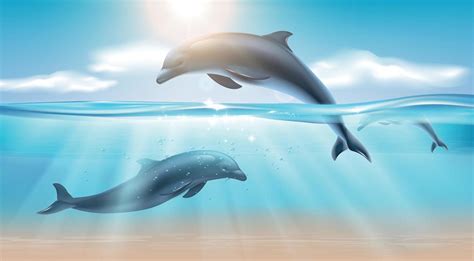 Jumping Dolphin Realistic Background 3420652 Vector Art at Vecteezy