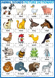 Animal Sounds ESL Vocabulary Worksheets