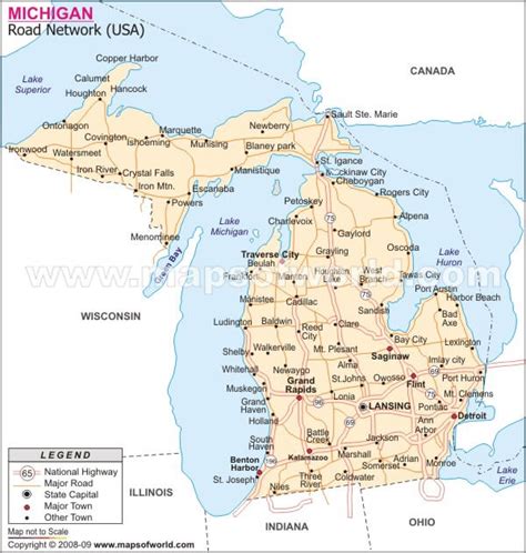 Cities of Michigan Map