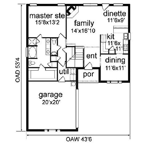 Traditional Style House Plan - 4 Beds 2.5 Baths 2500 Sq/Ft Plan #84-144 ...