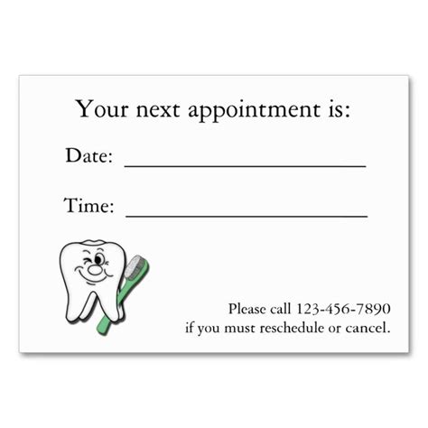 Dental Appointment Cards Templates