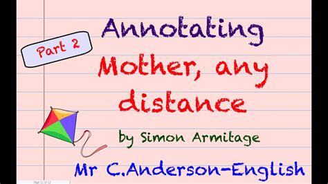 Annotation of Mother, any distance... by Simon Armitage Part 2 (GSCE English Literature Poetry ...