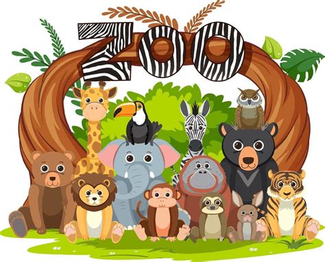 Zoo animals group in flat cartoon style in 2023 | Zoo animals, Cartoons ...