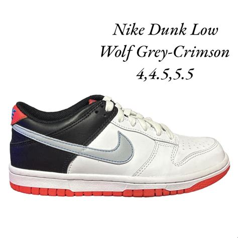 Nike dunk low Wolf Grey Crimson 4,4.5,5.5 - Depop