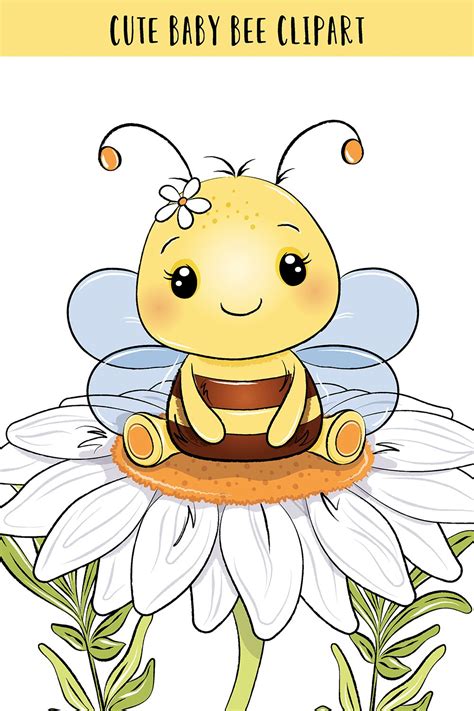 Baby bee holding on flower CLIPART