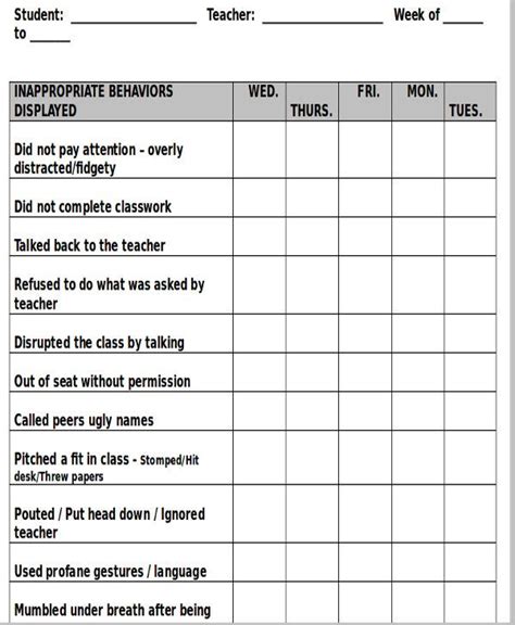 8+ Printable Behavior Chart Template - 9+ Free Word, PDF Format Download | Behavior chart ...