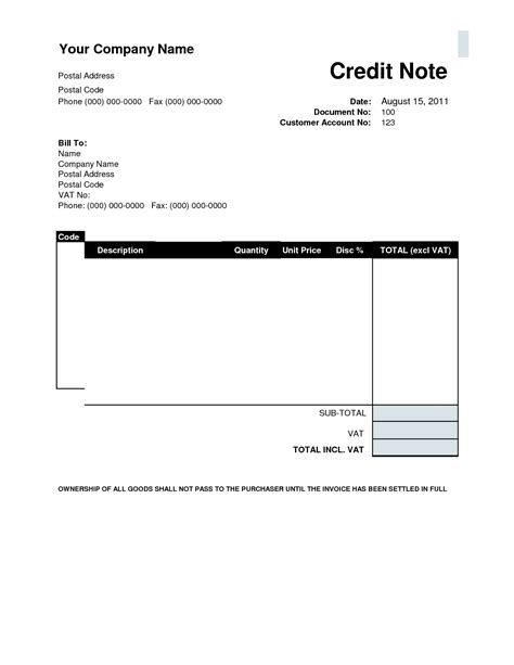 Credit Memo Format In Excel ~ Excel Templates