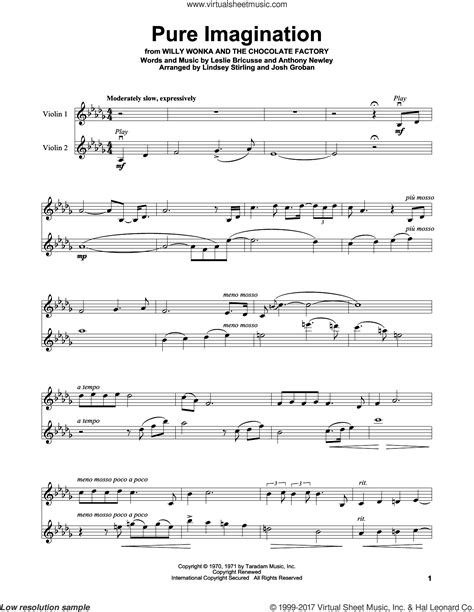 Stirling - Pure Imagination sheet music for violin solo [PDF]