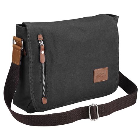 14" Men's Vintage Canvas Schoolbag School Satchel Shoulder Messenger ...