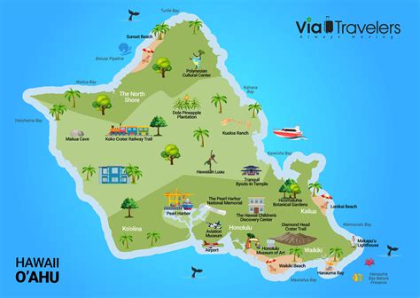 Map of Oahu, Hawaii Tourist Attractions in 2023 | Hawaii travel guide ...